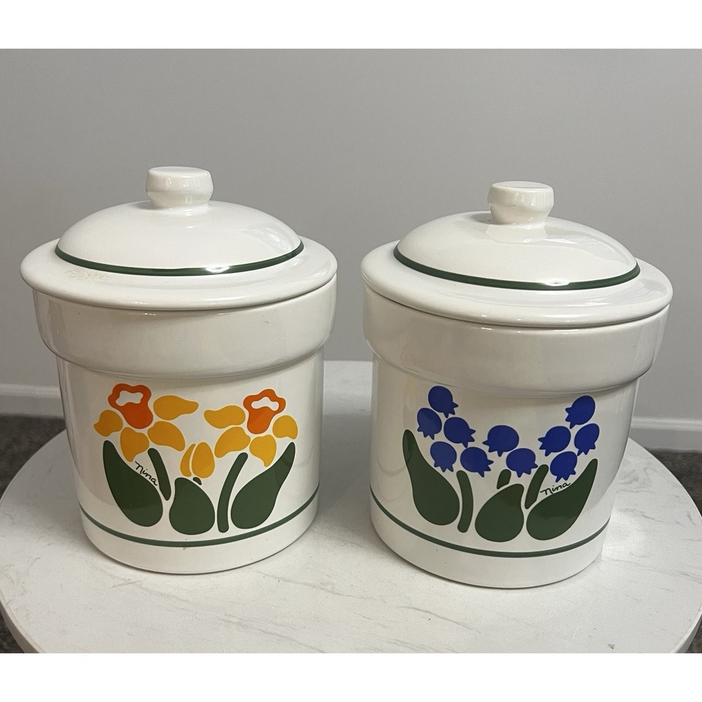 Vtg Treasure Craft Canisters Cottagecore Farmhouse Nina Floral Grannycore USA